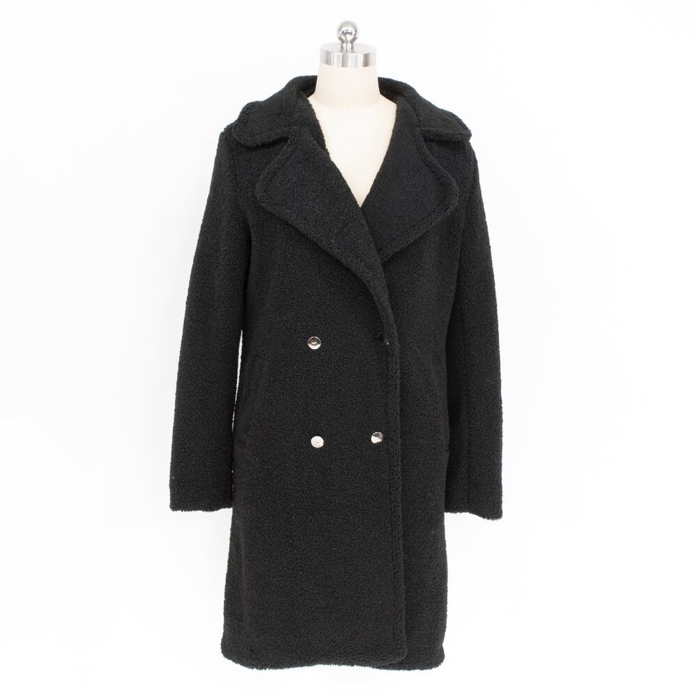 Morrisday The Label Black Shearling Teddy Long Coat — XS